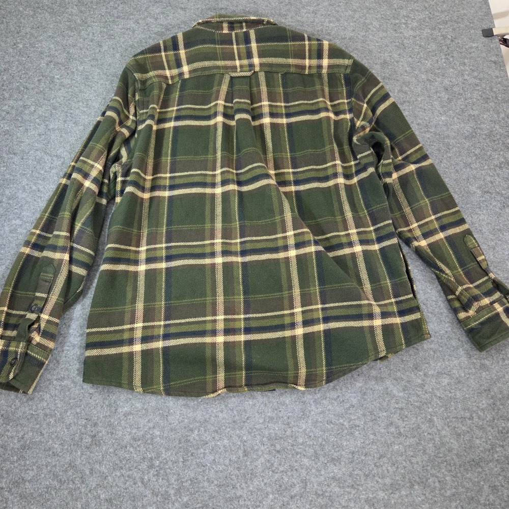 Orvis Mens XL Heavyweight Flannel Shirt Green Plaid Button Up Outdoor Hunting - Picture 6 of 7